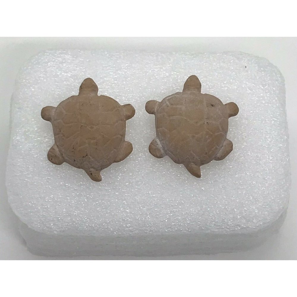 Clay pottery art turtle stud earrings